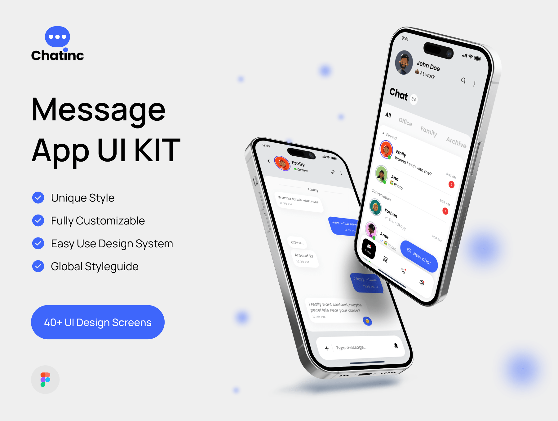 Chatinc-消息应用UI工具包 Chatinc - Message App UI KIT figma格式-UI/UX-到位啦UI